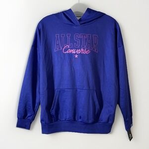 Converse All Star NWT‎ Royal Blue Long Sleeve Pullover Hoodie Youth Size XL